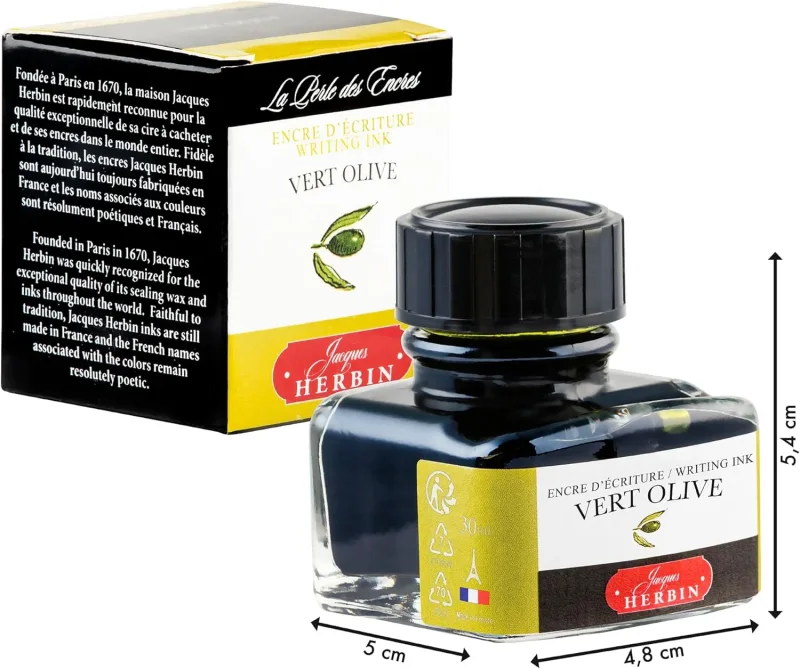 J.Herbin Schreibtinte, La Perle des Encres, Flakon 30ml - Olivgrün