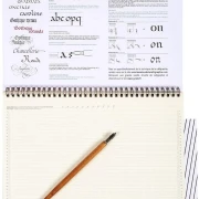 Brause Kalligrafielernblock Spiralbindung A4, 50 Blatt liniert creme 90g, FR/ENG - Creme