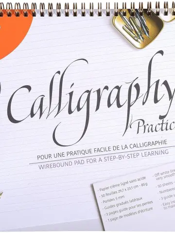 Brause Kalligrafielernblock Spiralbindung A4, 50 Blatt liniert creme 90g, FR/ENG - Creme