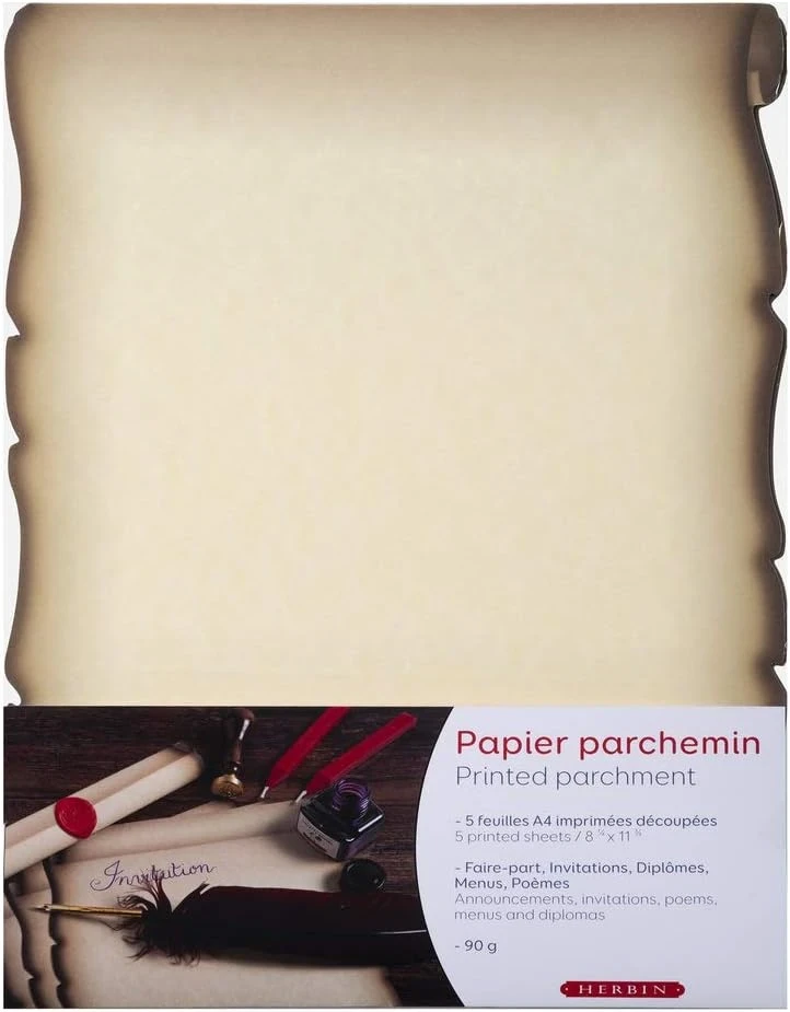 J.Herbin Kalligrafiepapier, Mittelalterpapier,Pergamentpapiereffekt, A4 elfenbein - Elfenbein