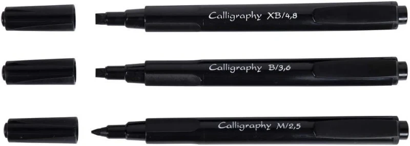 J.Herbin Packung mit 3 Filzstiften/Markern für die Kalligrafie - Schwarz